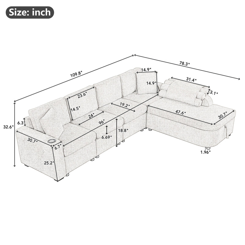 Sara 109" L-shaped Sectional Sofa