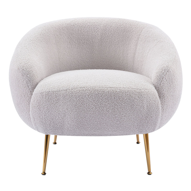 Modern Comfy Leisure Accent Chair; Teddy Short Plush Particle Velvet Armchair with Ottoman for Living Room